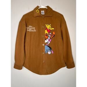 Disney Winnie the Pooh Piglet Eeyore Tigger Embroidered Fleece Boxy Shirt XXS